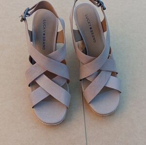 LUCKY BRAND Women's Cabino Leather High Heel  Sandals- 8.5M